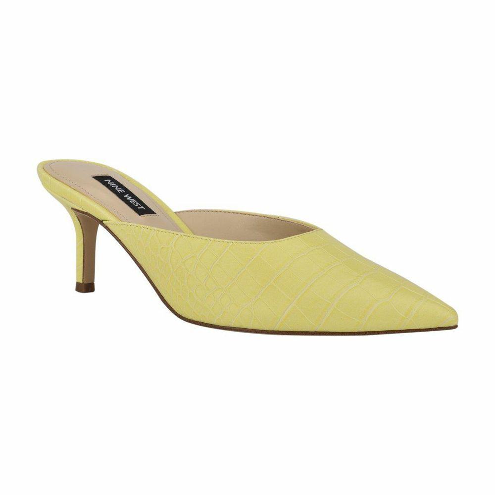 Nine West Ali Pointy Toe Mules - Yellow - Ireland (TE7195803)